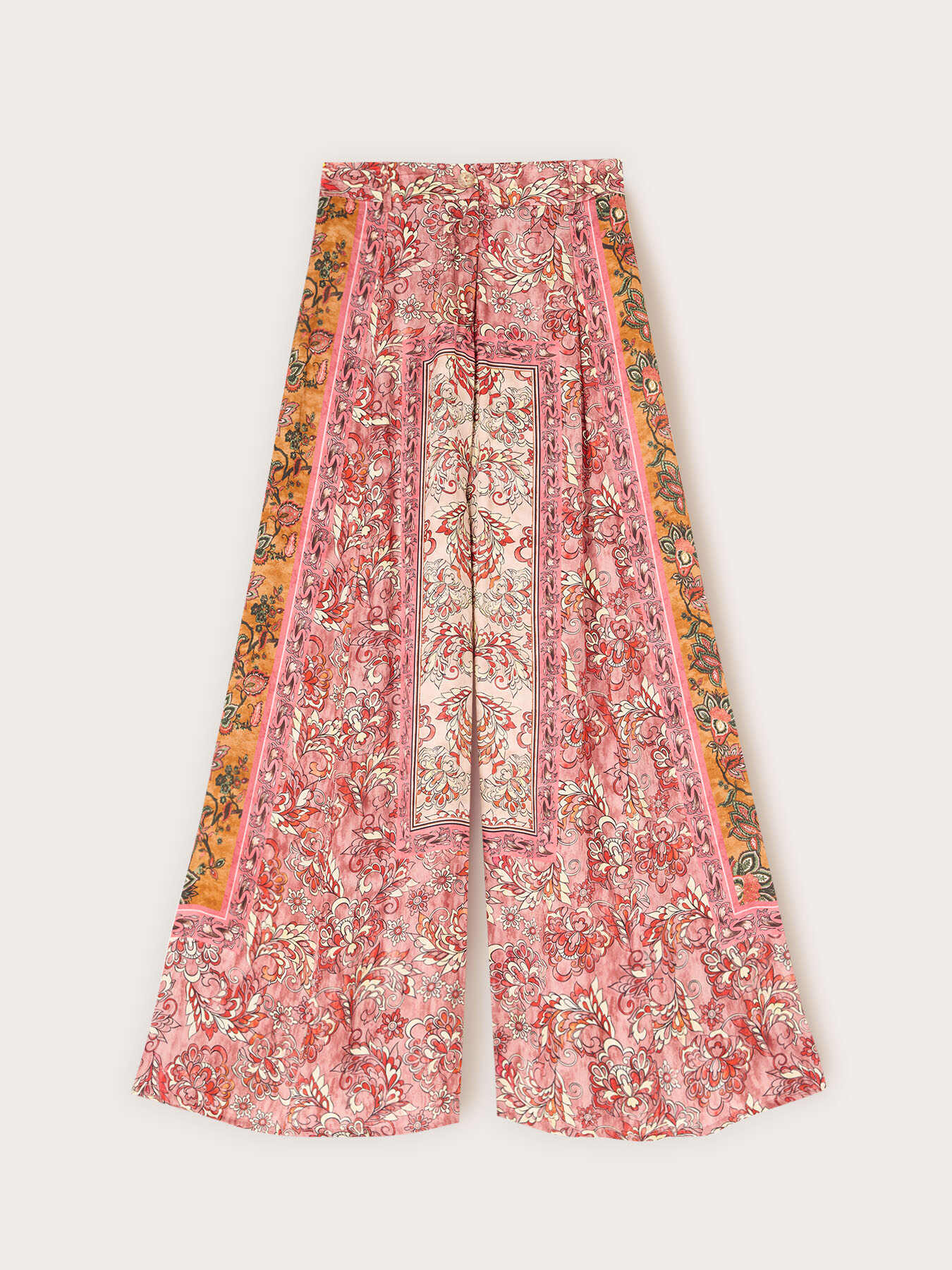 Pantaloni palazzo in raso con stampa image number 4