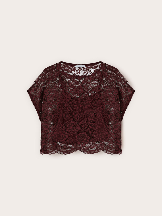 Blusa corta in pizzo