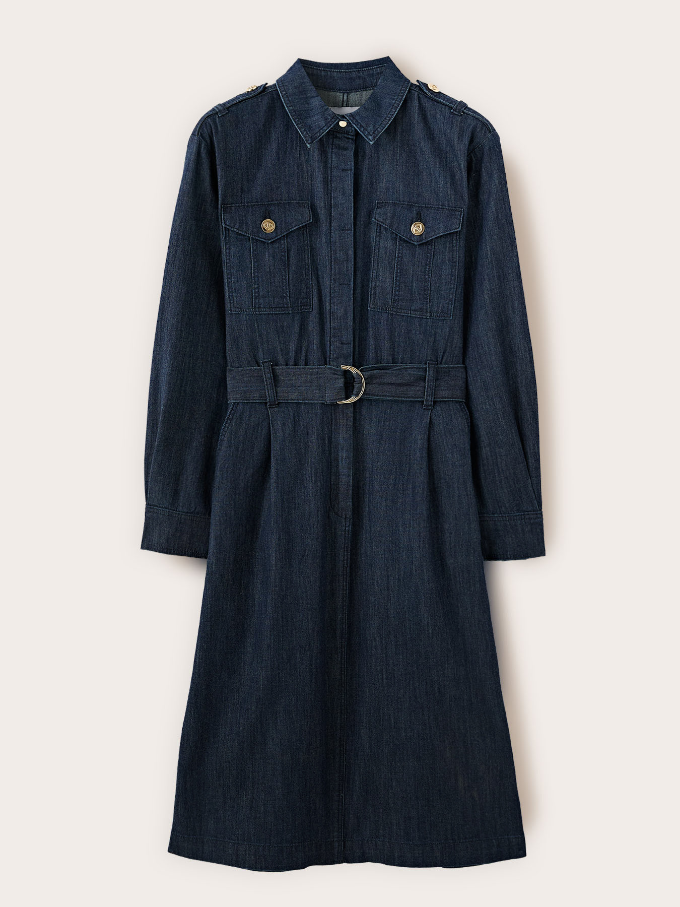Vestito chemisier in denim con cintura image number 4
