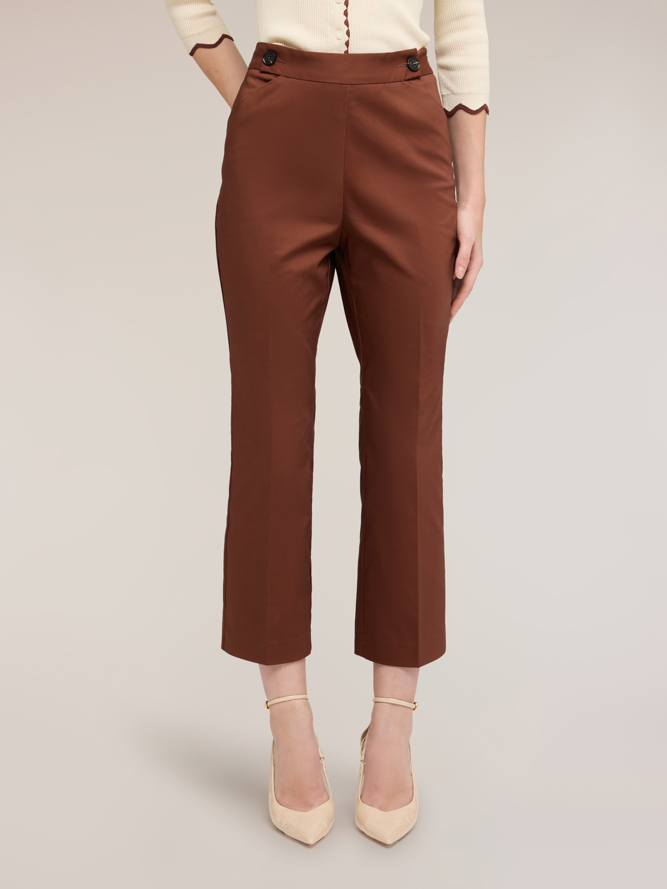 Pantaloni kick flare in cotone tecnico image number 0