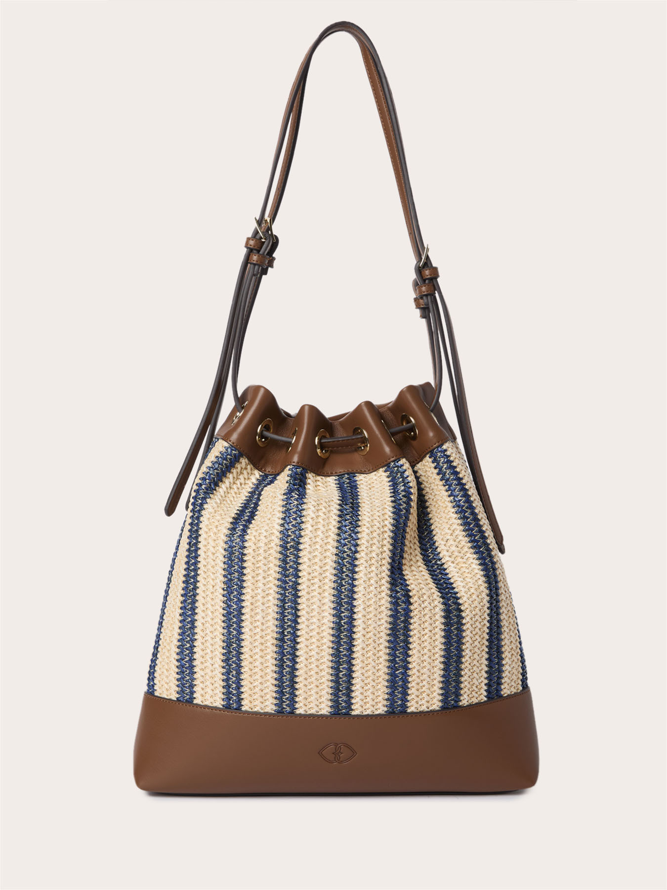 Borsa secchiello intrecciata a righe image number 1