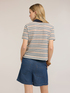 T-shirt a righe con colletto a contrasto image number 1