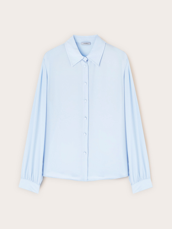 Camicia in cr&ecirc;pe de chine con colletto classico