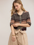 Cardigan corto in maglia traforata a righe image number 1
