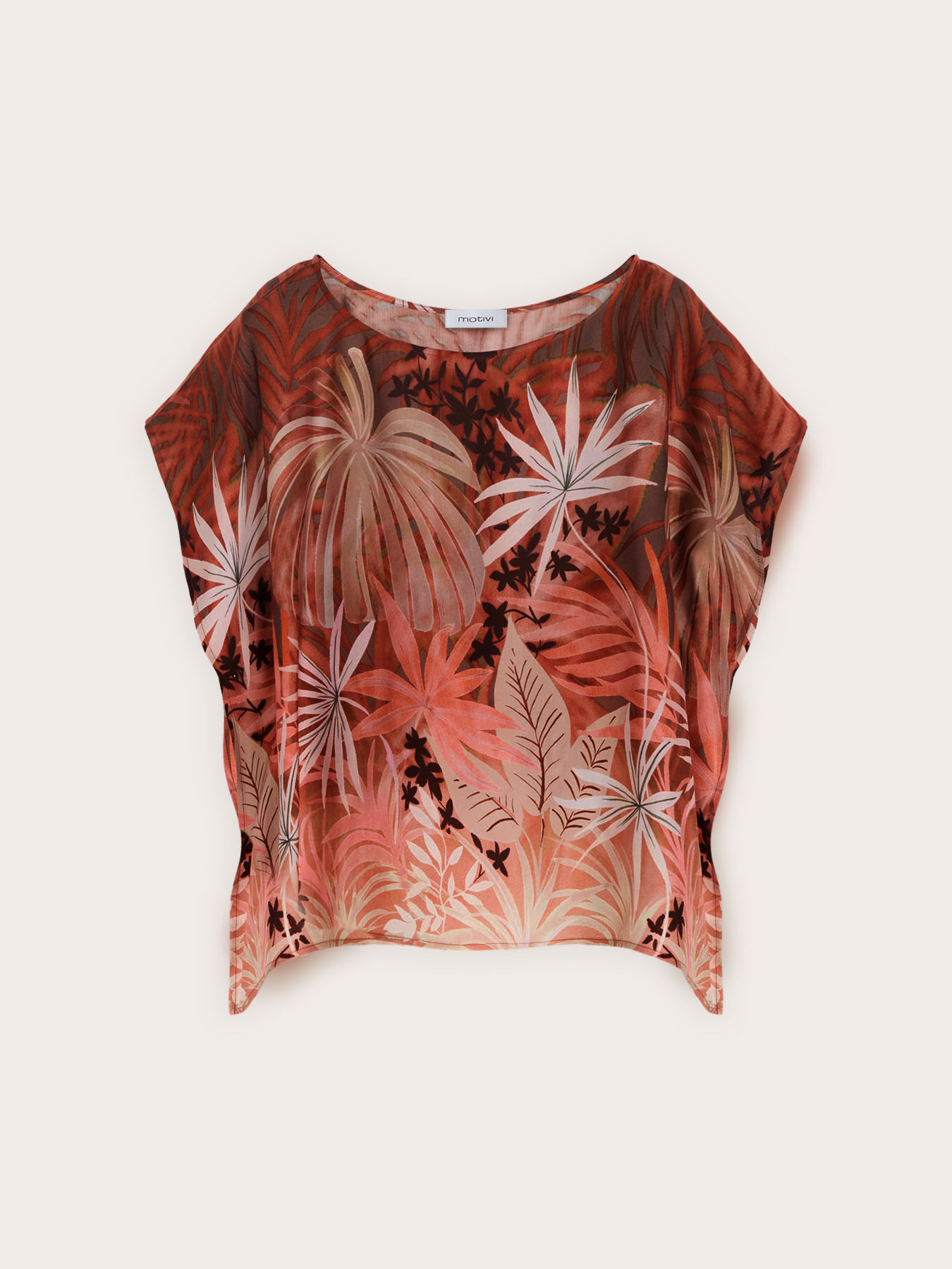 Blusa kimono in raso con stampa image number 4