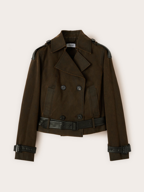 Giacca chiodo in tessuto coated