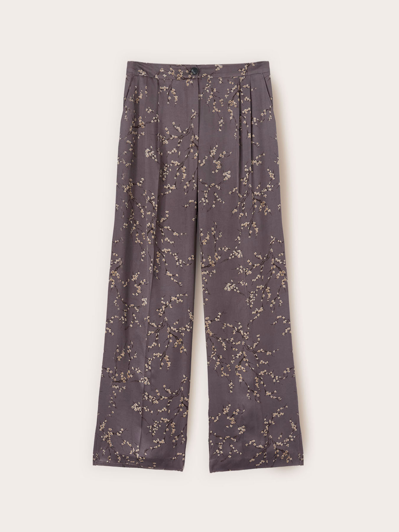 Pantaloni palazzo in twill di viscosa con stampa a fiori image number 4