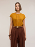 T-shirt in misto lino con drappeggio image number 3