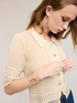Cardigan traforato in maglia fine image number 3