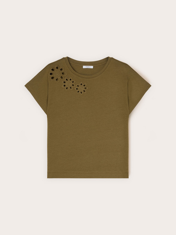 T-shirt con lavorazioni floreali