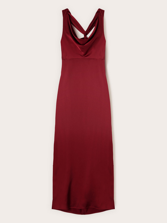 Vestito lungo in raso con drappeggio