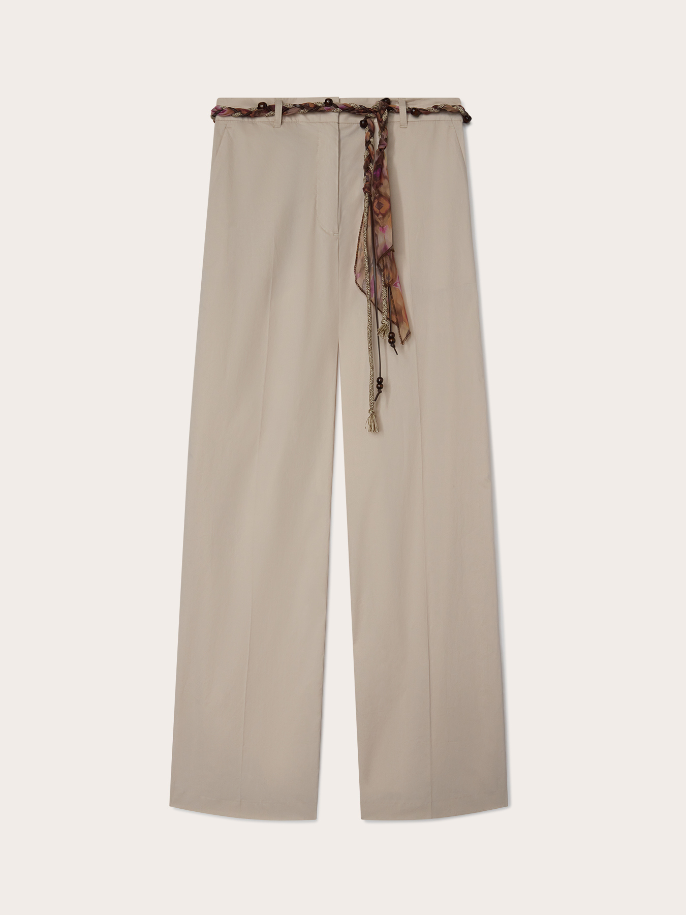 Pantaloni palazzo in cotone con cintura image number 4