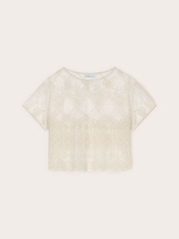 Blusa in pizzo con ricami