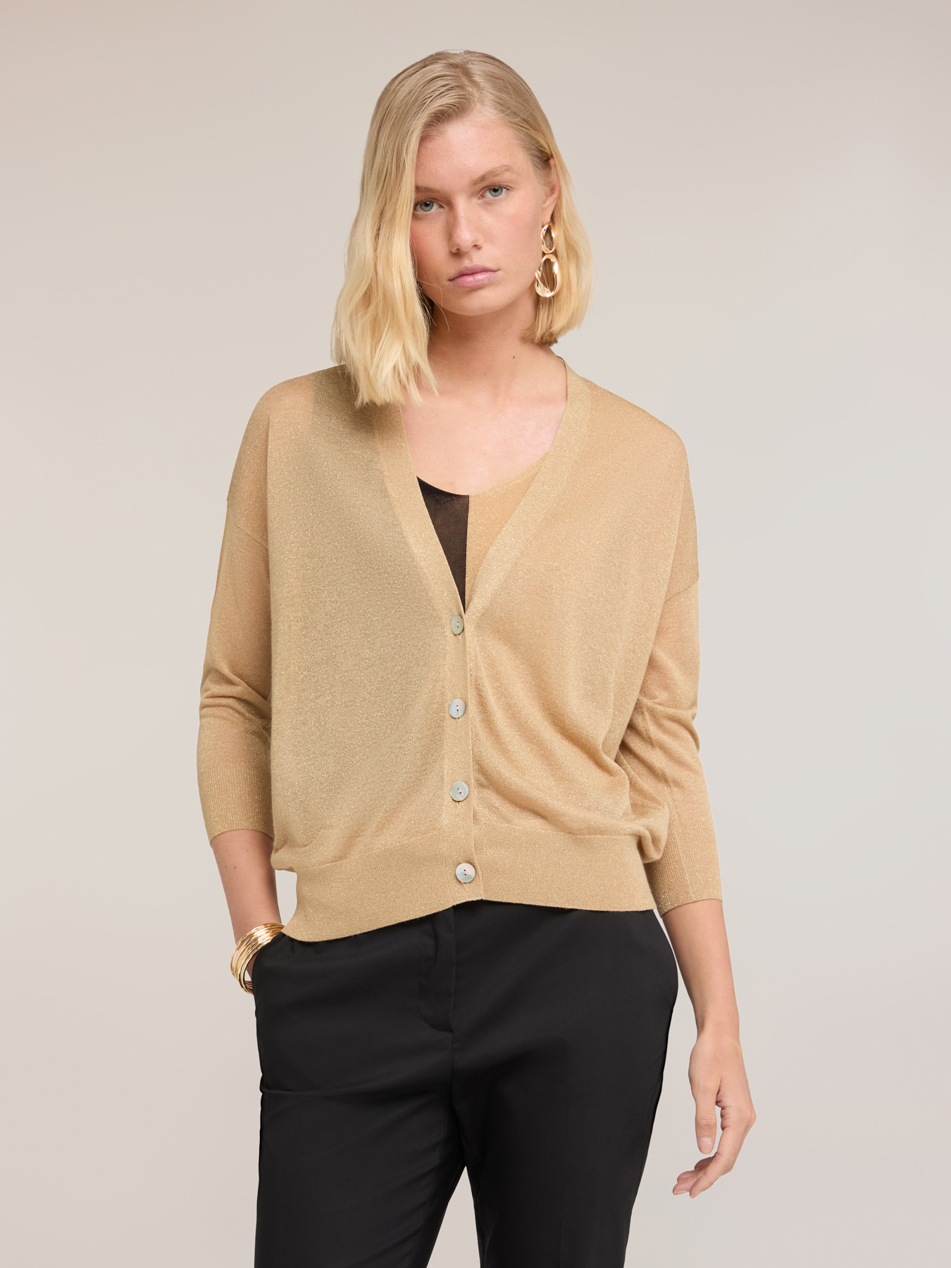 Cardigan in misto viscosa lurex image number 0