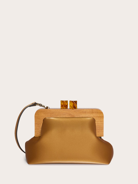 Clutch rigida con dettaglio in legno