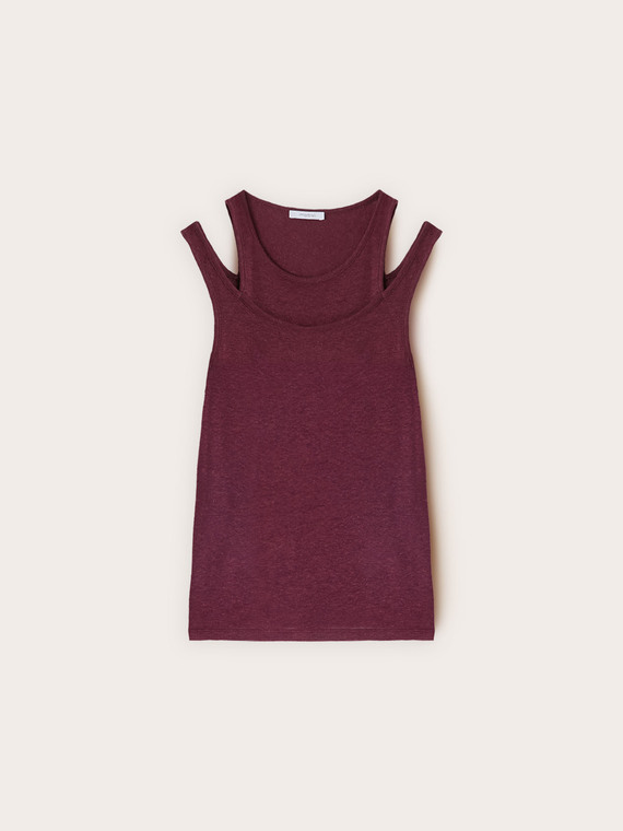 Top in misto lino con cut-out sulle spalle