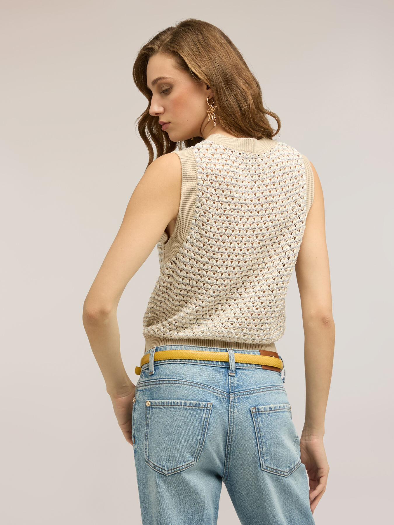 Top in maglia effetto crochet image number 1