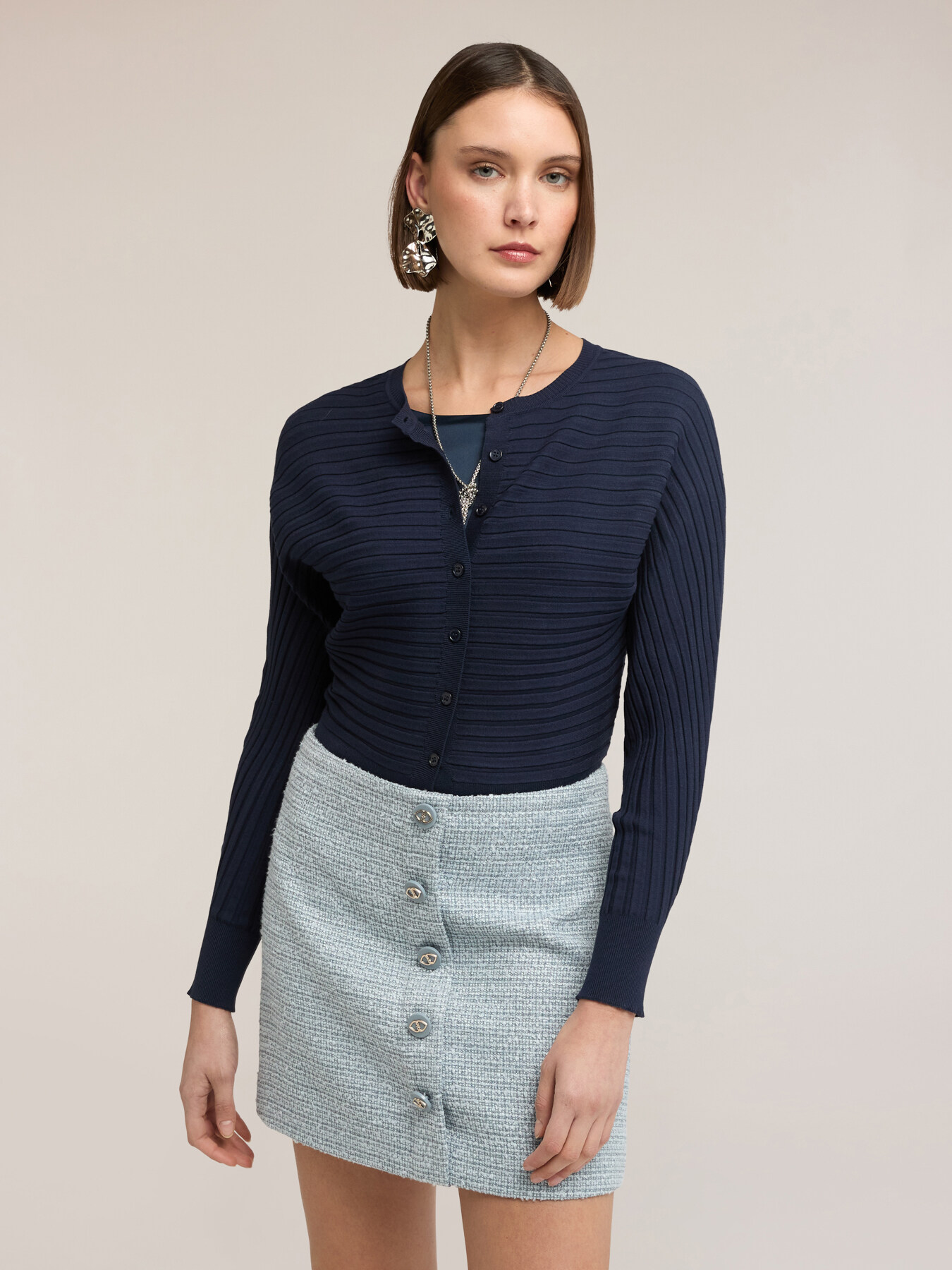 Cardigan in maglia a coste orizzontali image number 0