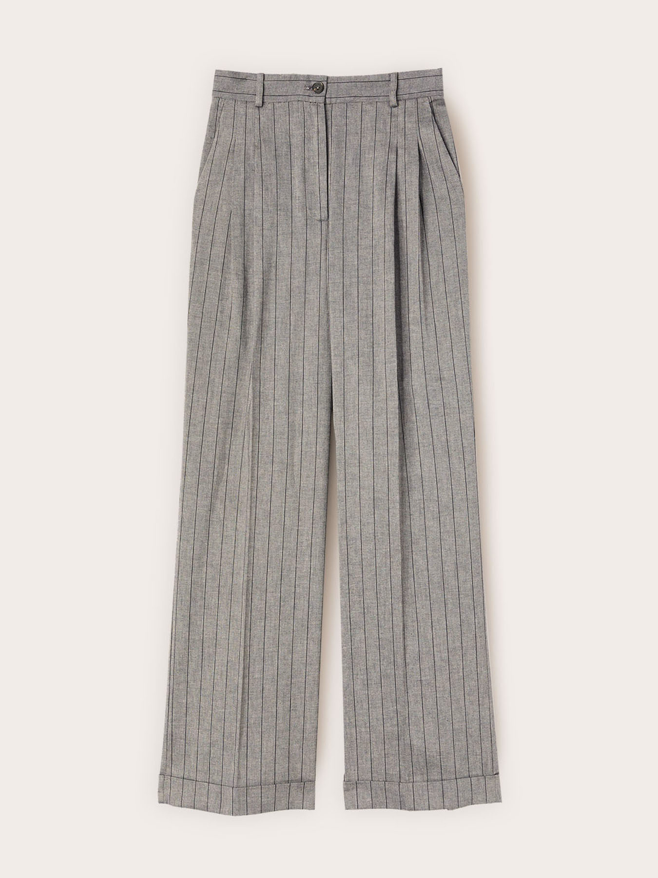 Pantaloni palazzo in misto lino a righe image number 4