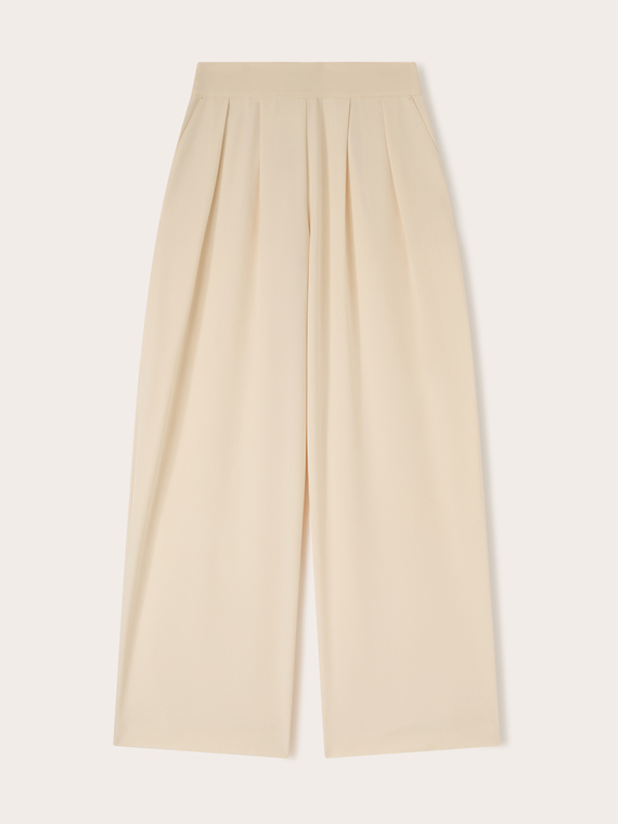 Pantaloni palazzo a vita alta con pinces