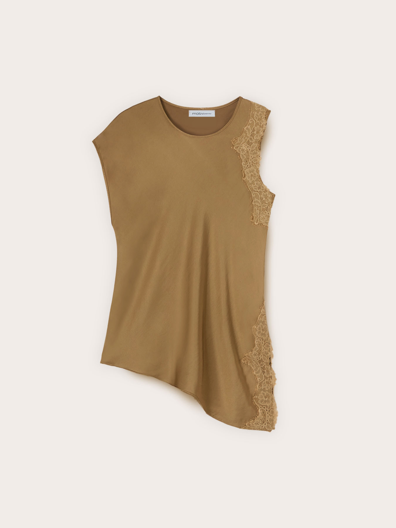 Blusa asimmetrica in raso con pizzo image number 4