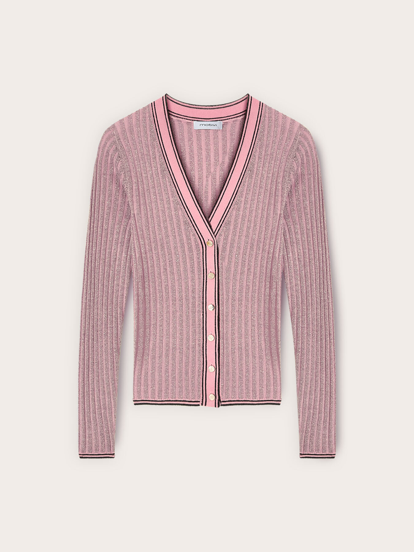 Cardigan in maglia a coste misto lurex image number 4