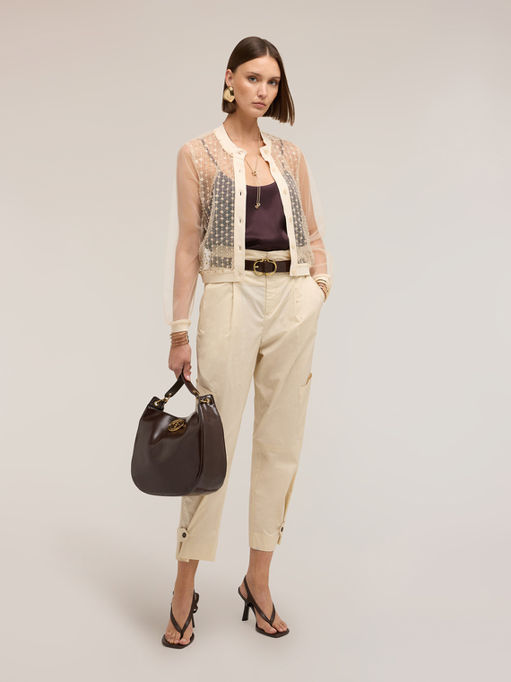 Camicia in tulle con ricamo gioiello