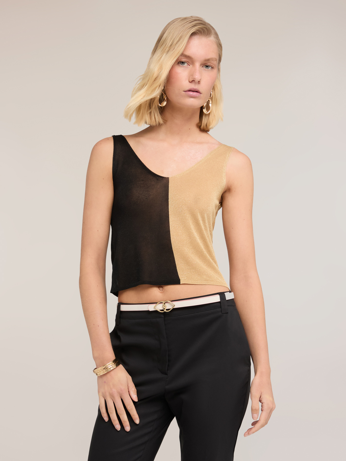 Top in maglia lurex con dettaglio nodo image number 2