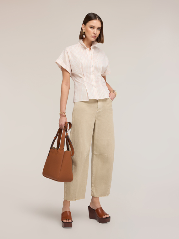 Camicia in mussola a righe lurex