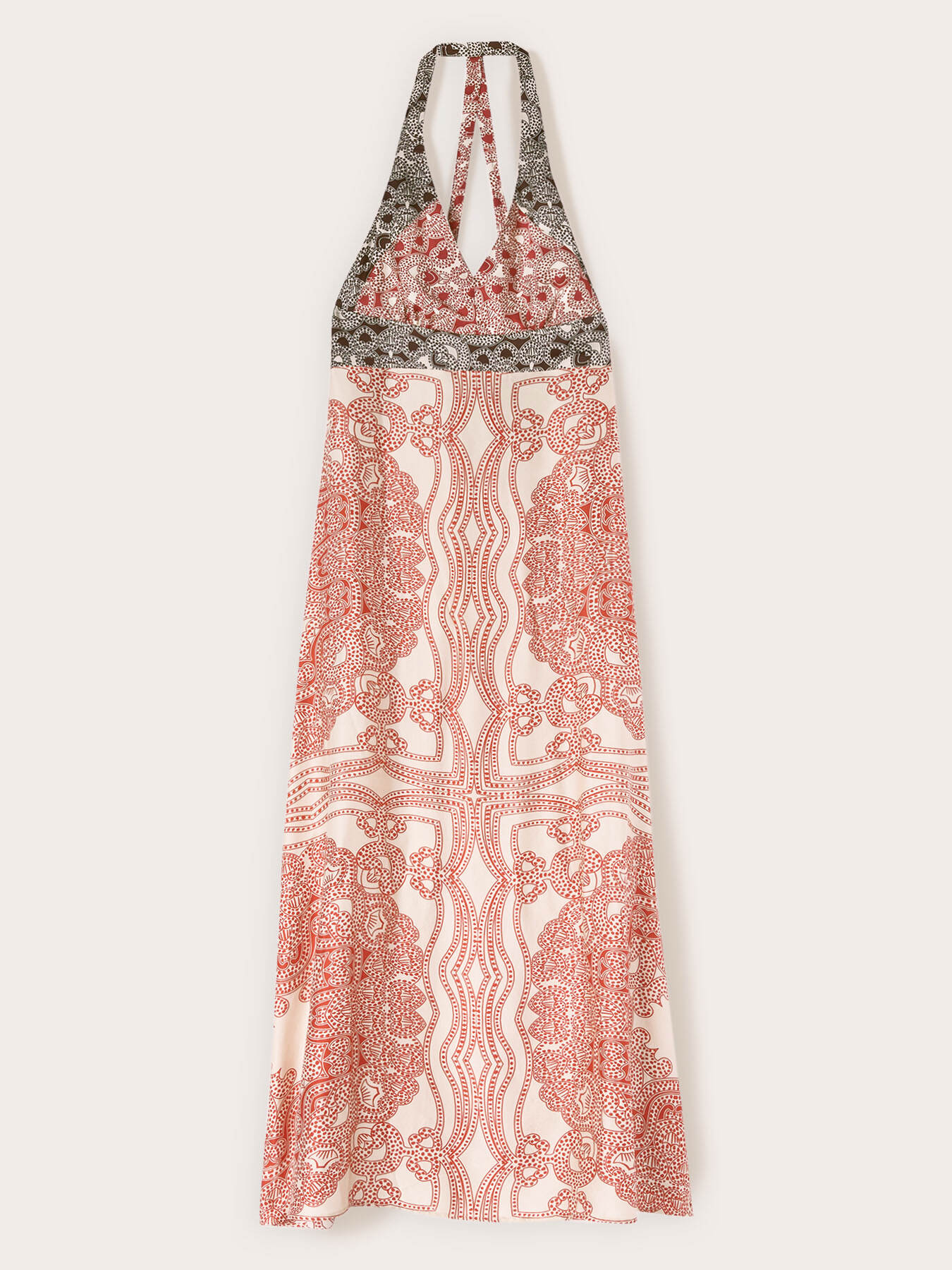 Vestito lungo in raso stampa paisley image number 4