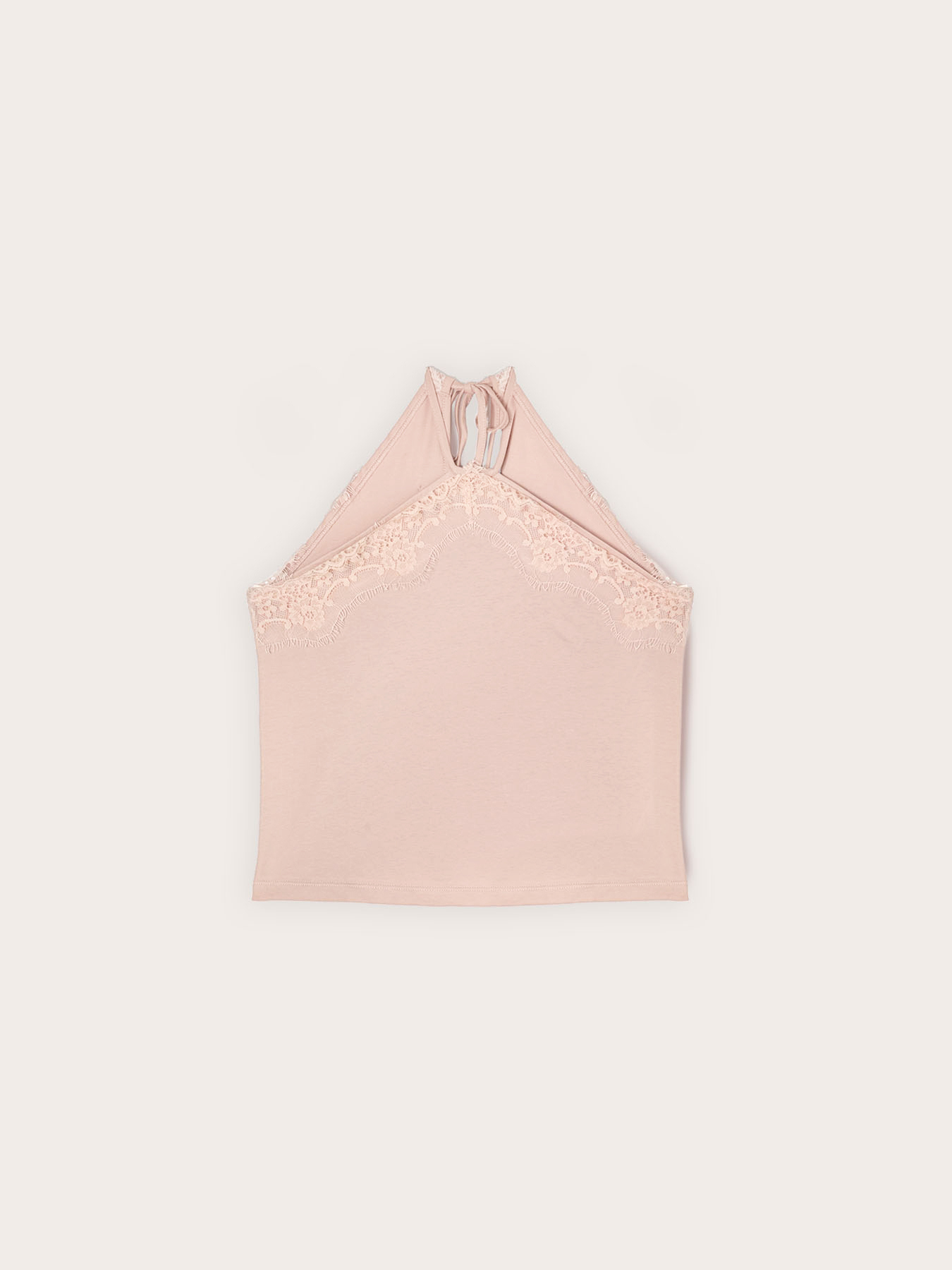 Top halter neck con inserti in pizzo image number 4