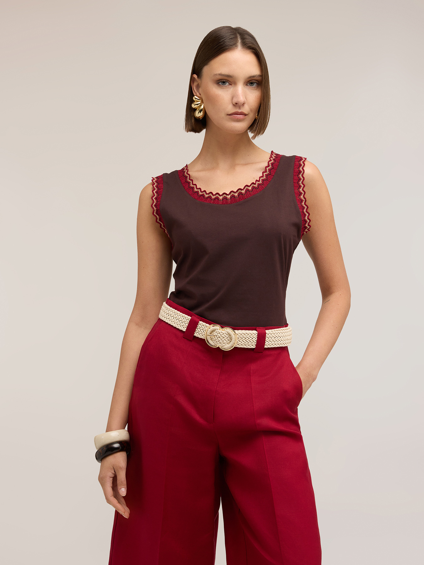 Top in jersey con bordo in maglia image number 0