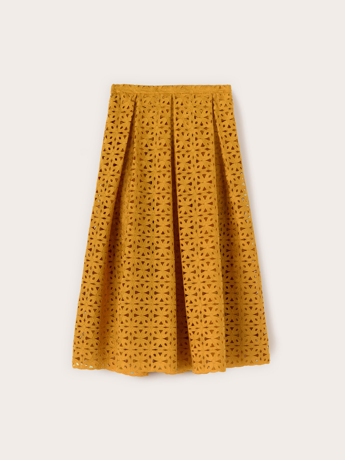 Gonna a pieghe in pizzo macram&eacute; image number 4