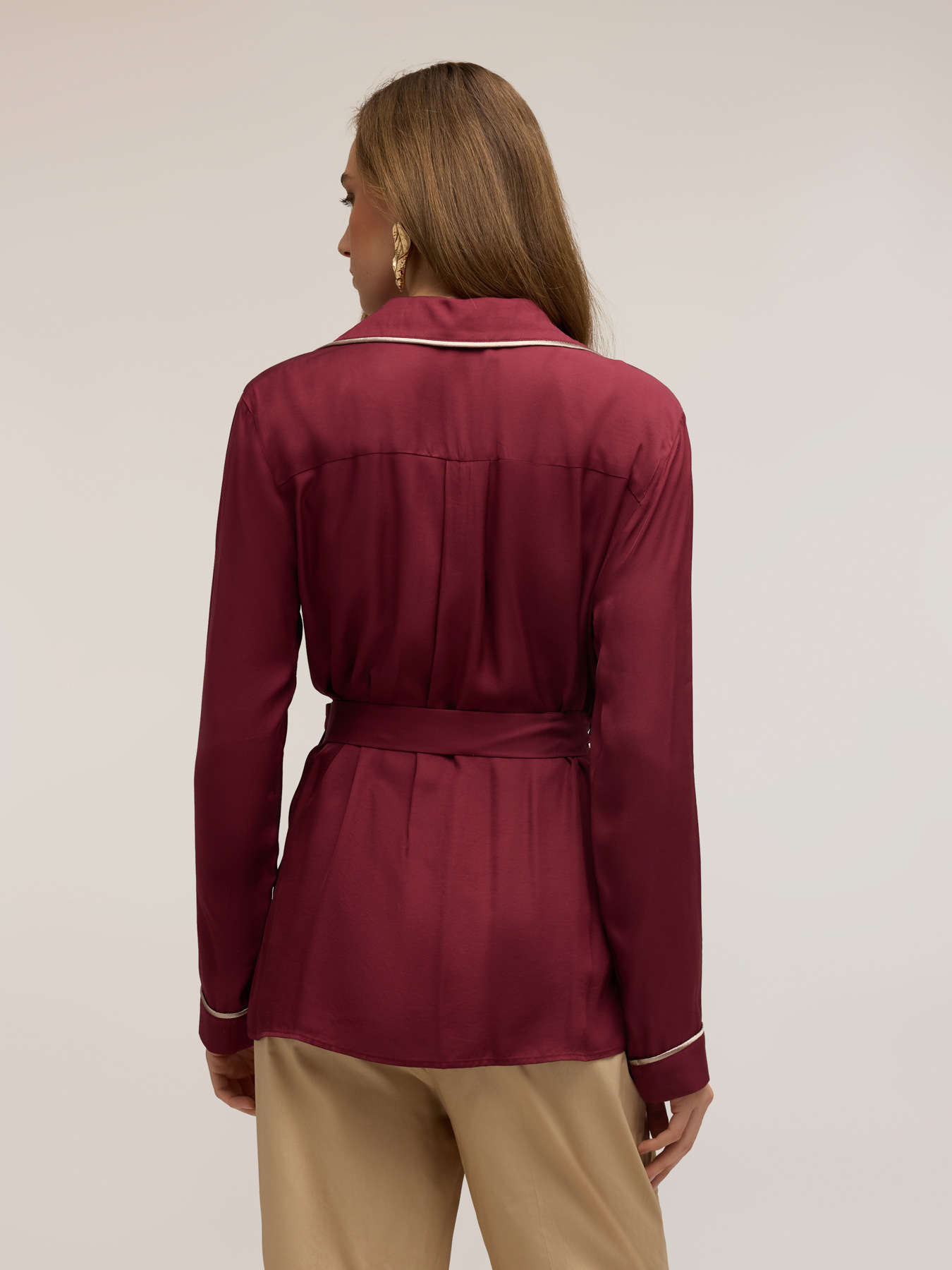 Camicia in twill di viscosa con profili a contrasto image number 1