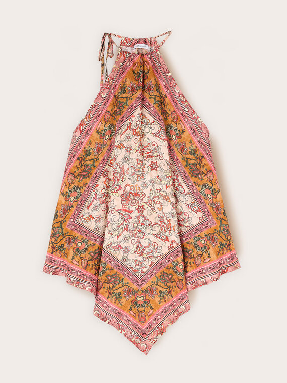 Top in raso con stampa paisley