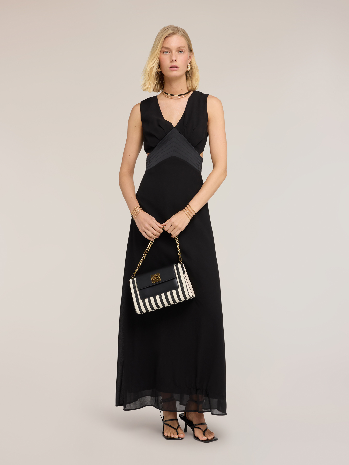 Vestito lungo in georgette con cut-out image number 0