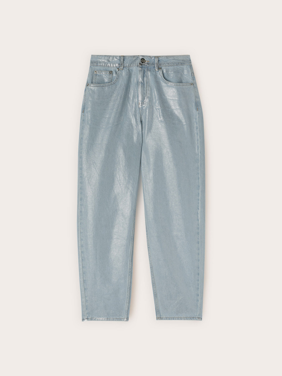 Jeans regular boyfit con laminatura