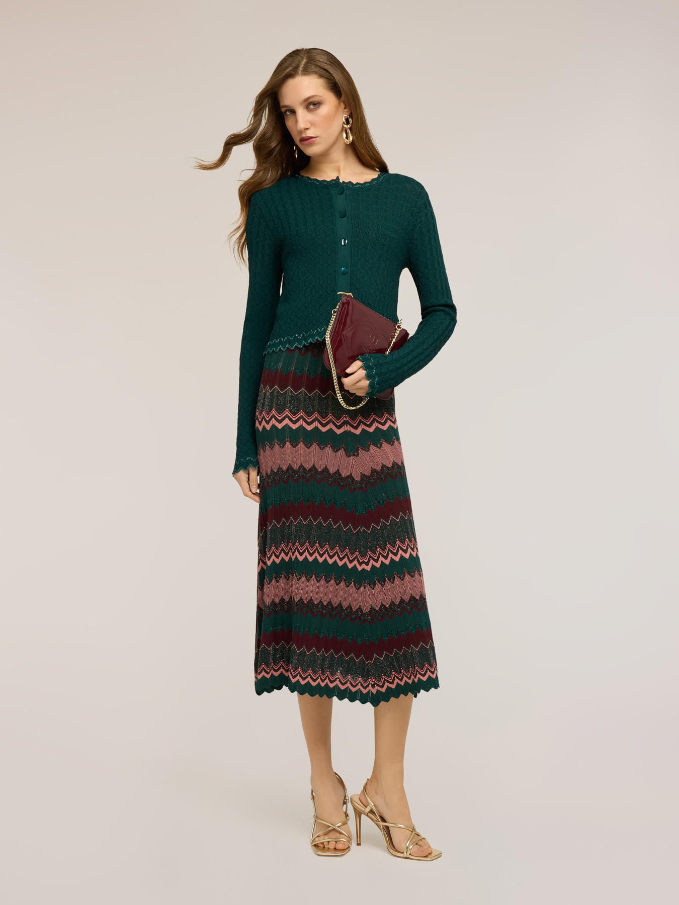 Cardigan corto in maglia effetto pizzo image number 0
