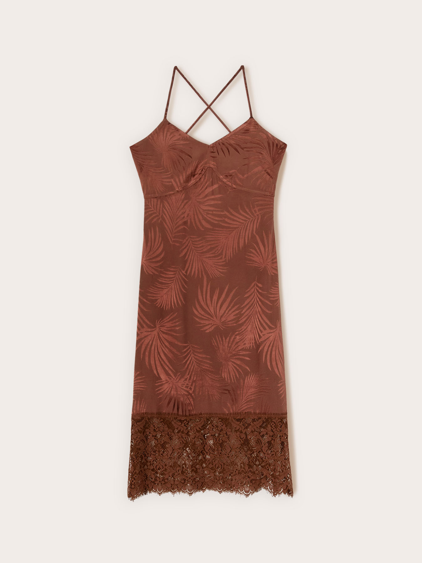Vestito tubino in raso jacquard con pizzo image number 4