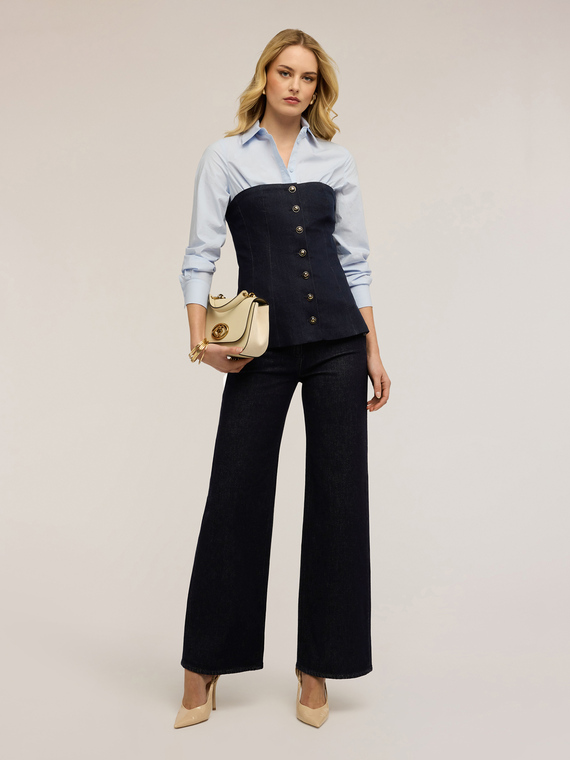 Jeans palazzo con bottoni decorativi