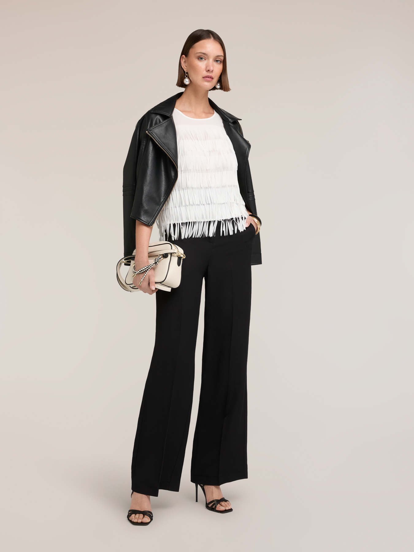 Top in georgette con frange image number 0