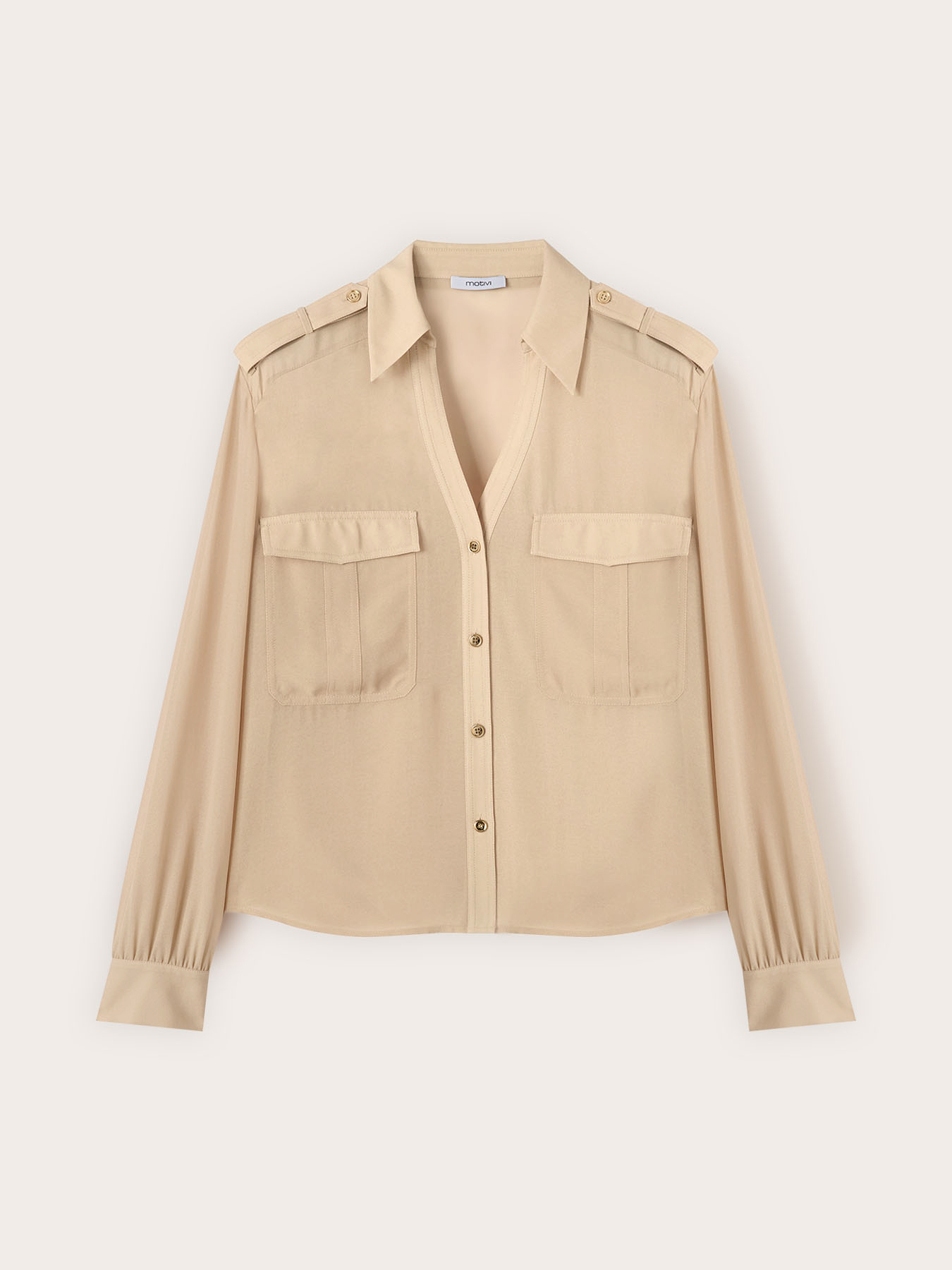 Camicia in georgette con dettagli military image number 4