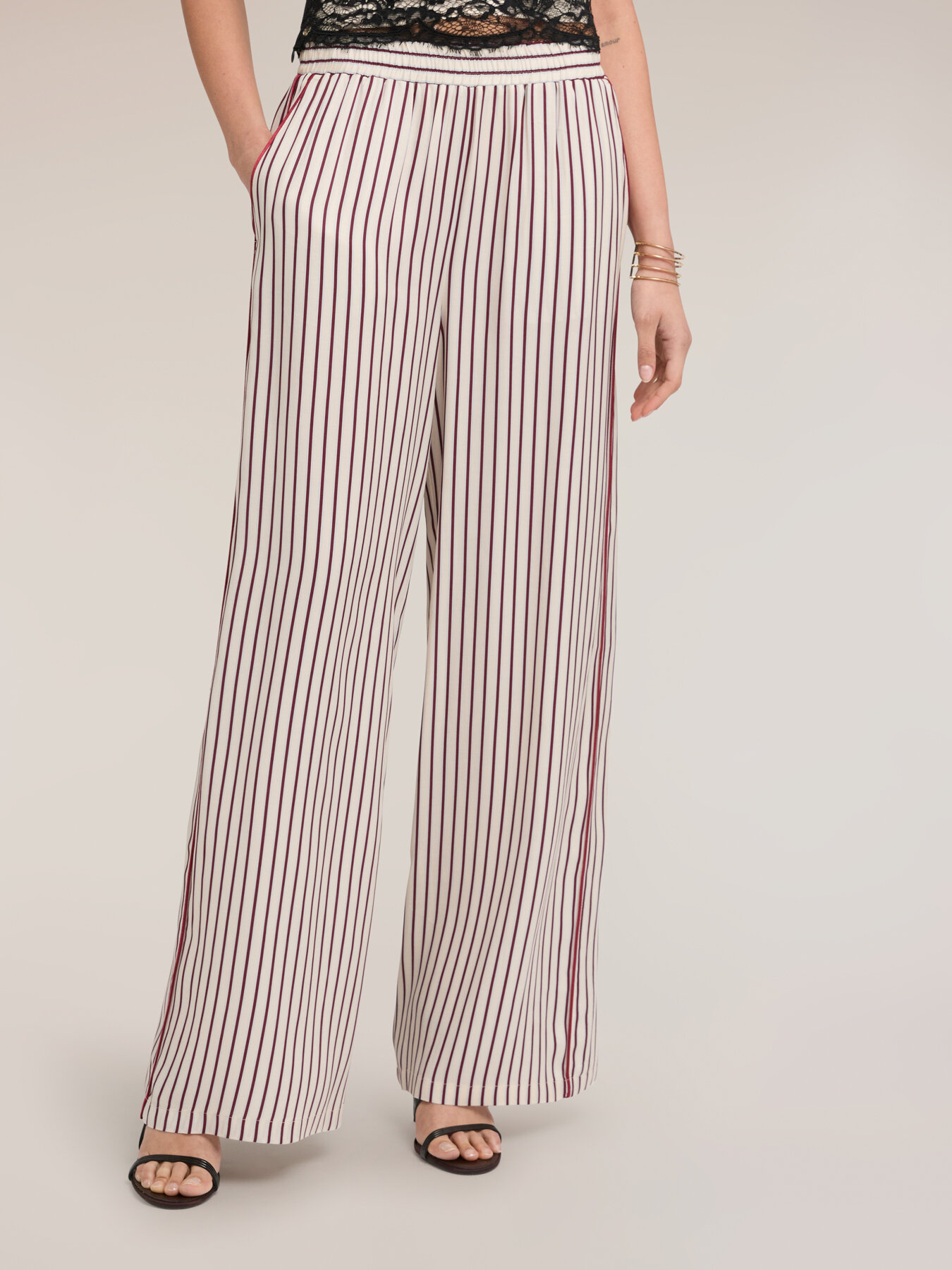 Pantaloni palazzo in twill di viscosa image number 0