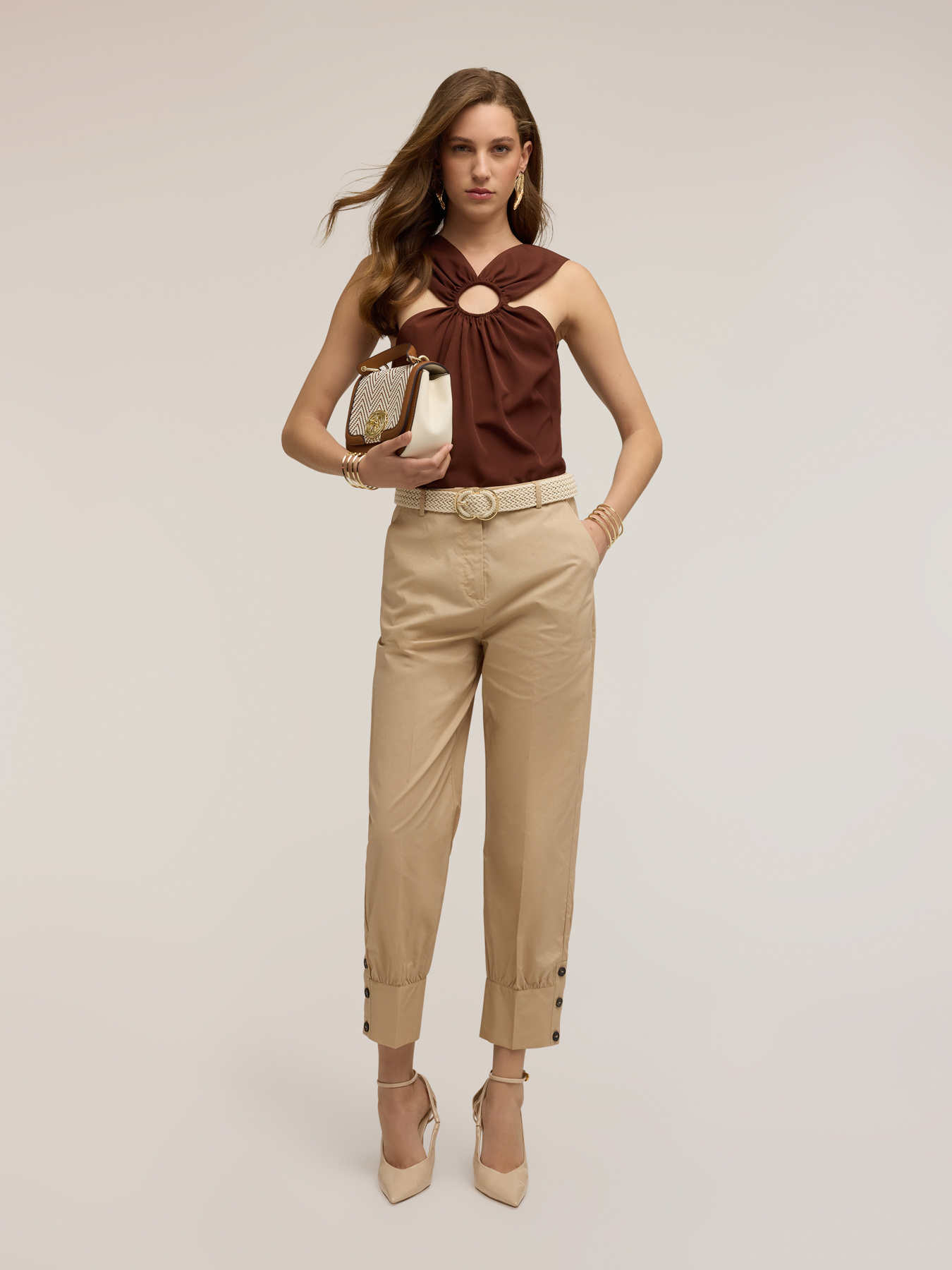 Pantaloni con polso in popeline image number 0