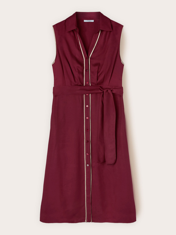 Vestito chemisier in twill con cintura