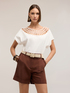 T-shirt in jersey con lavorazione effetto pizzo image number 0
