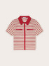T-shirt a righe con colletto a contrasto image number 4
