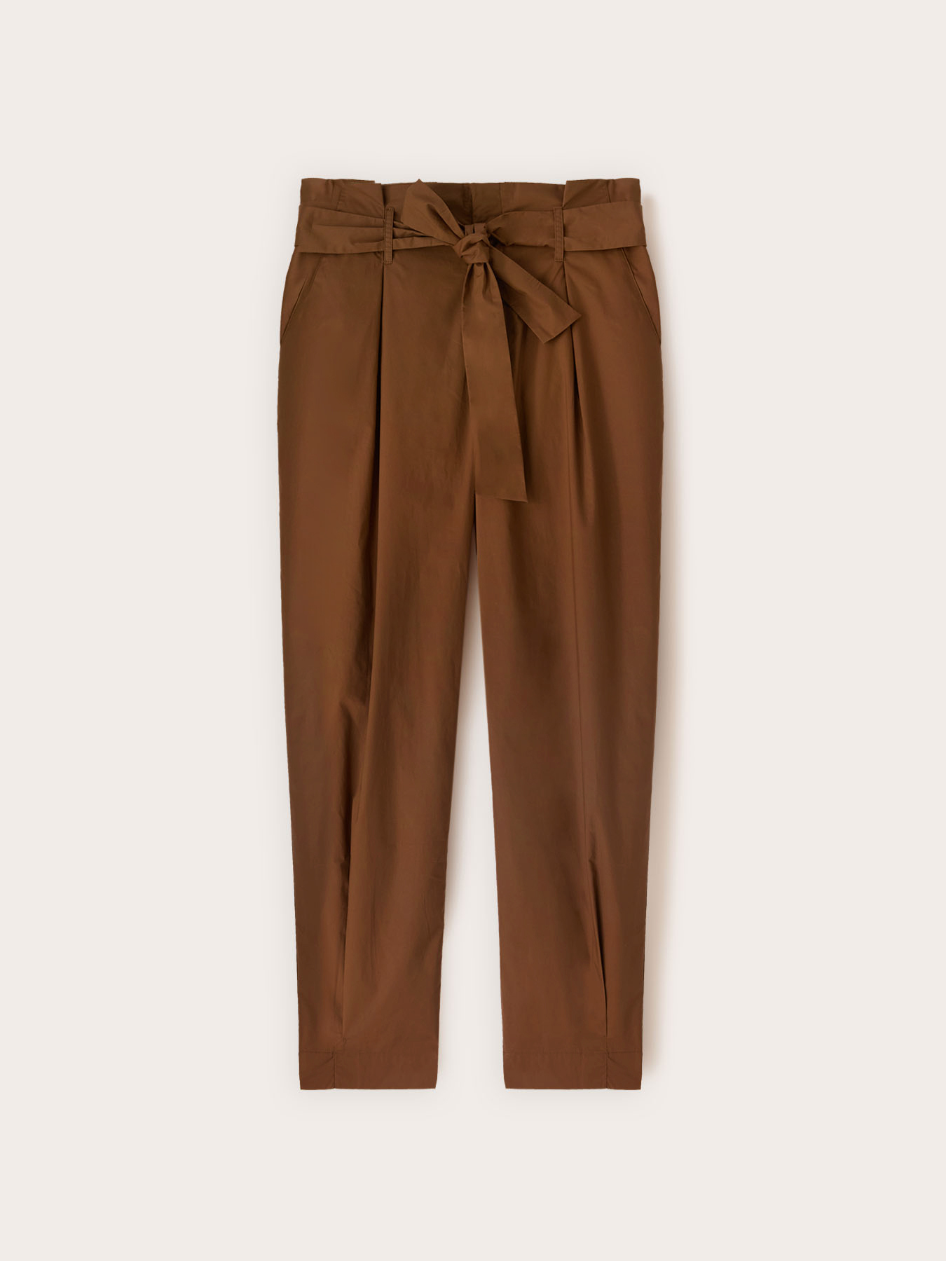 Pantaloni in popeline con vita paper-bag image number 4