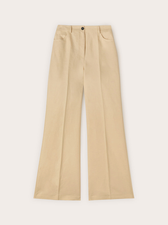 Pantaloni flare in misto lino