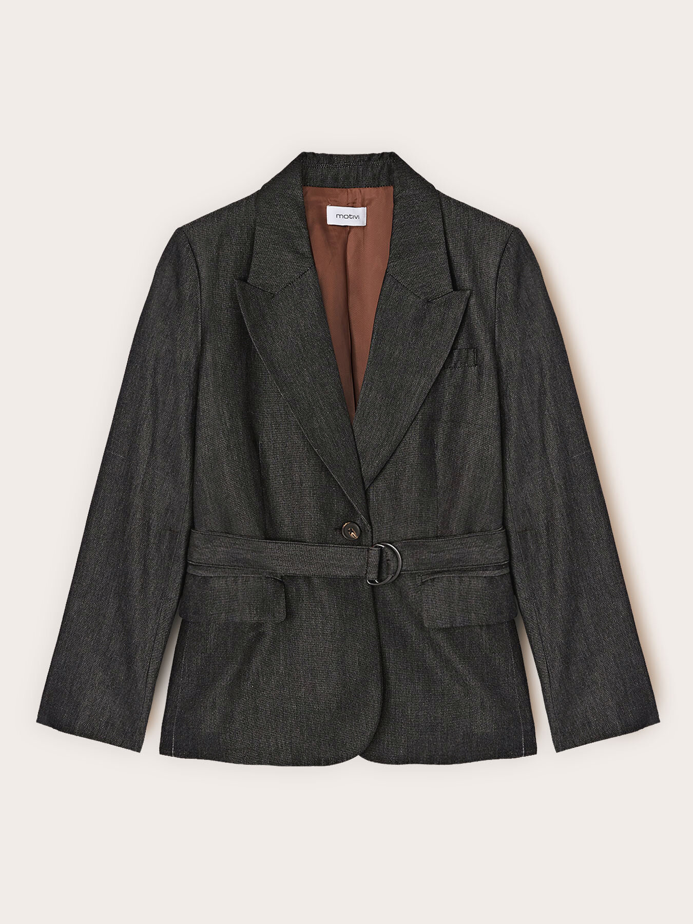 Blazer con cintura misto rami&egrave; image number 5